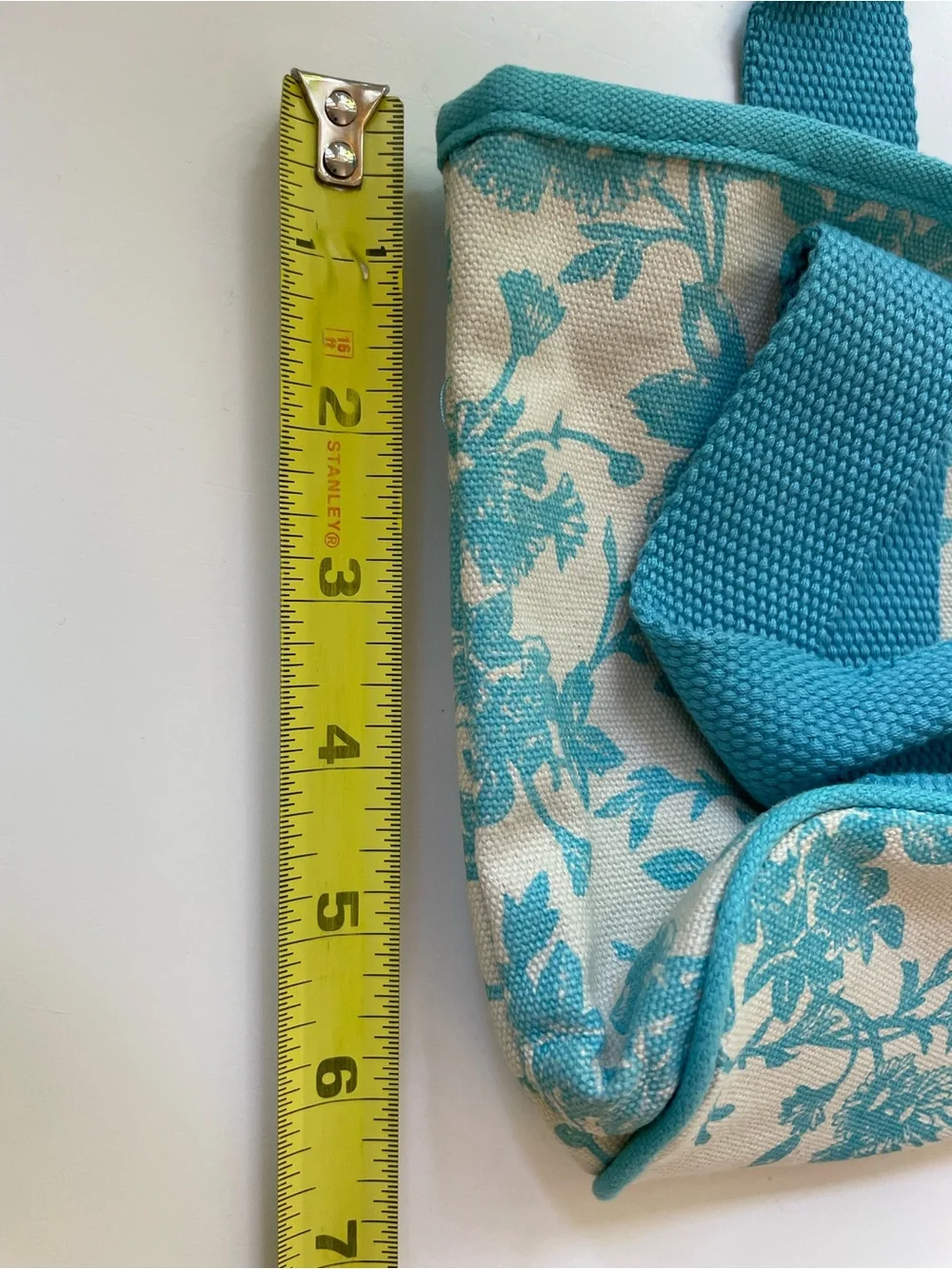 Canvas Floral Tote Bag in Teal